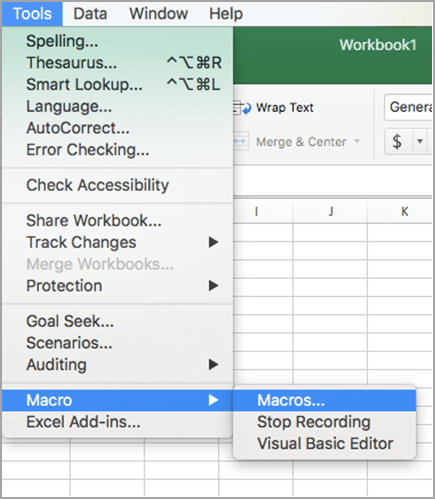 create a new keyboard shortcut merge & center for excel 2016 for mac